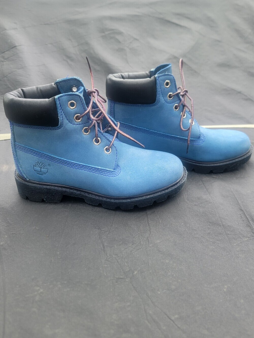 Timberland Boys Blue Nubuck Waterproof Boots Size 2 Youth